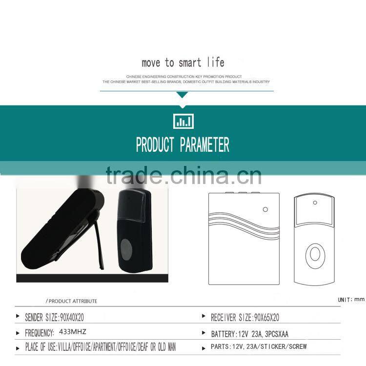 Over 15years experience factory long distance control digital doorbell wireless doorbell flashing light for the deaf