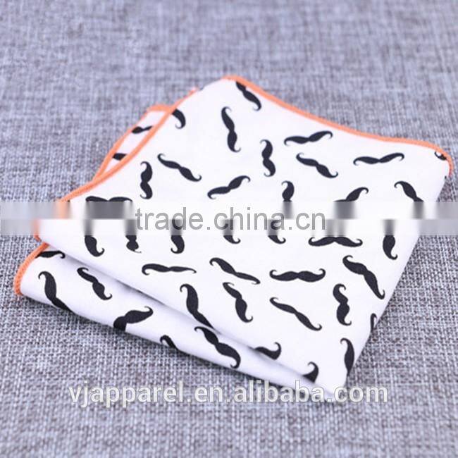 Men Mustaches Pattern Pocket Square In Cotton