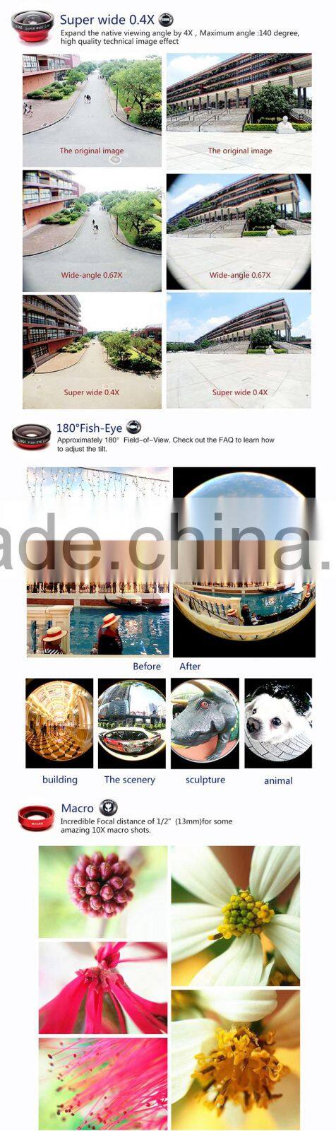 Multifunction wide angle macro fisheye lens external camera for android mobile phone universal clip phone camera lens