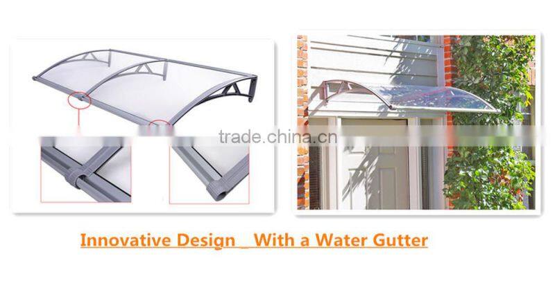 Innovative design - PP Plastic Polycarbonate Door Canopy with Water Gutter - Clear transparent PC roof