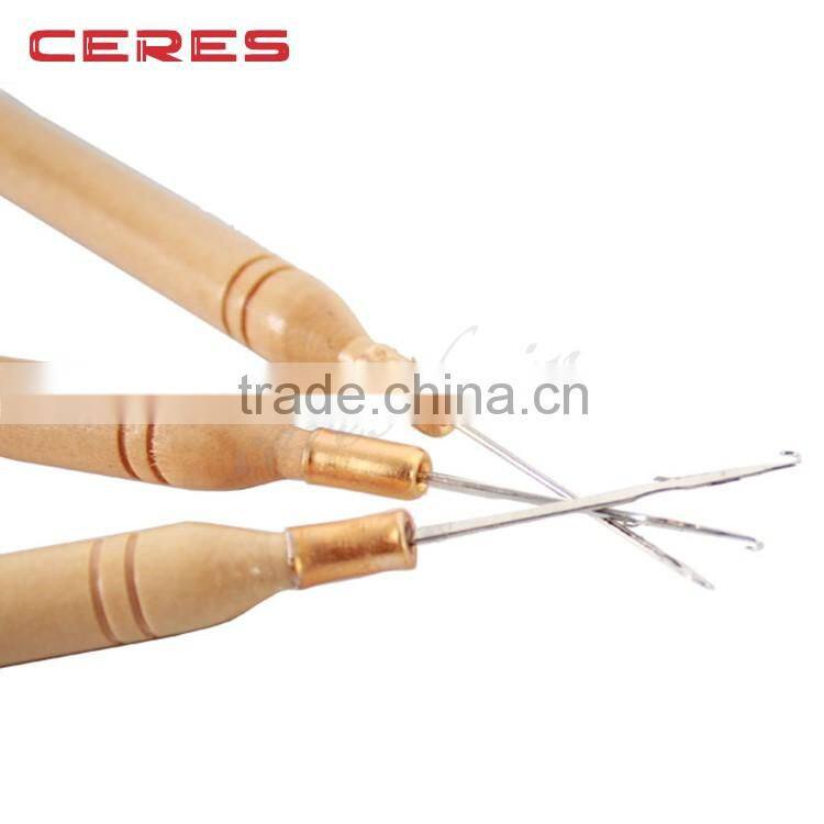 wooden latch hook needle, hair weaving needle, lace wig needle hair extensions tools