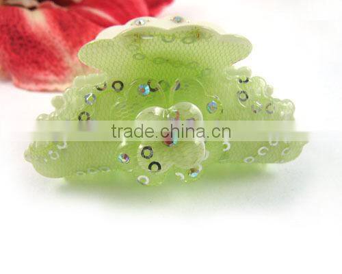 New Hair Bow Hairpin Claw Clip Green Butterfly Acryl Rhinestone