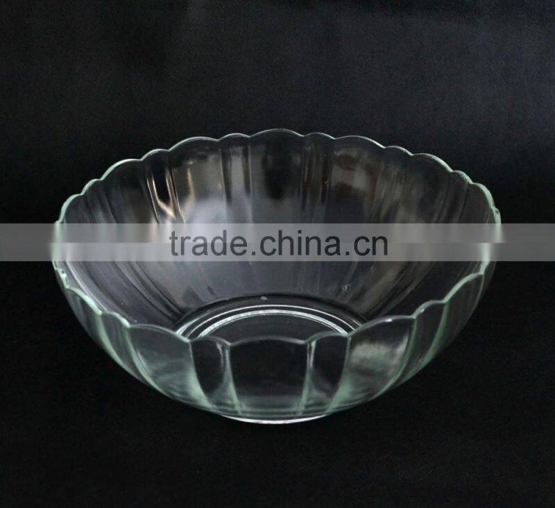 Flower shaped round clear glass salad fruit bowl set