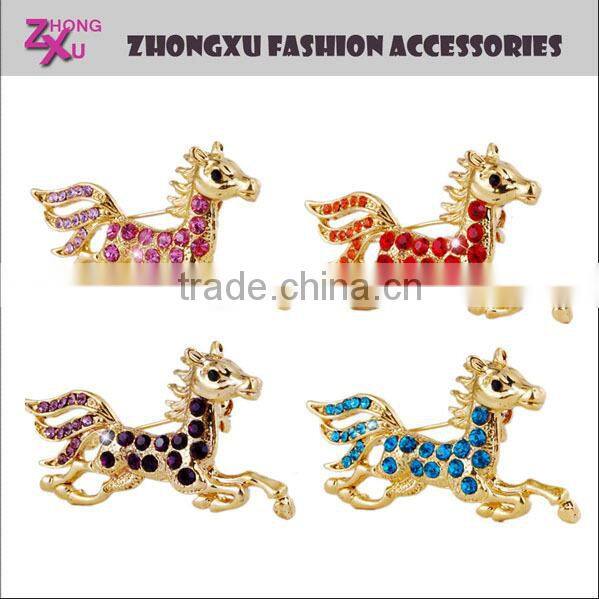 new cute crystal running horse brooch