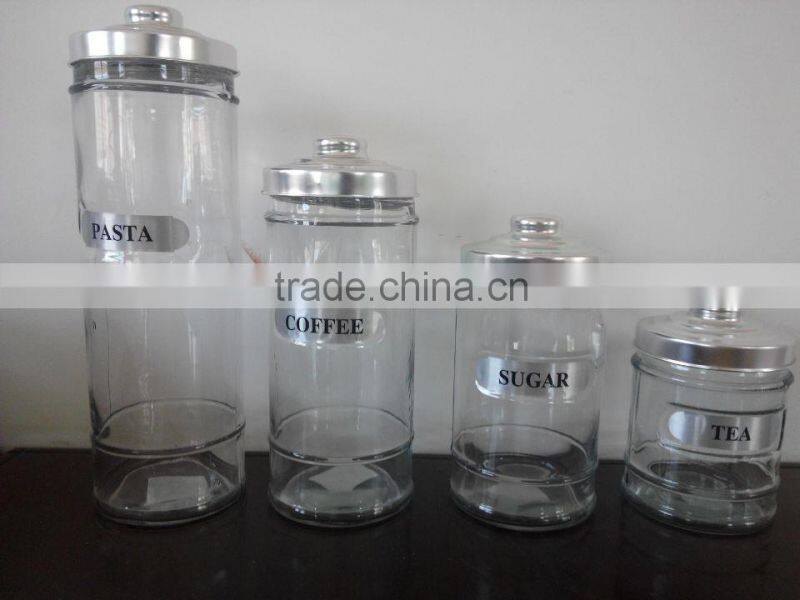 High Quality glass jar with silver label and aluminium lid