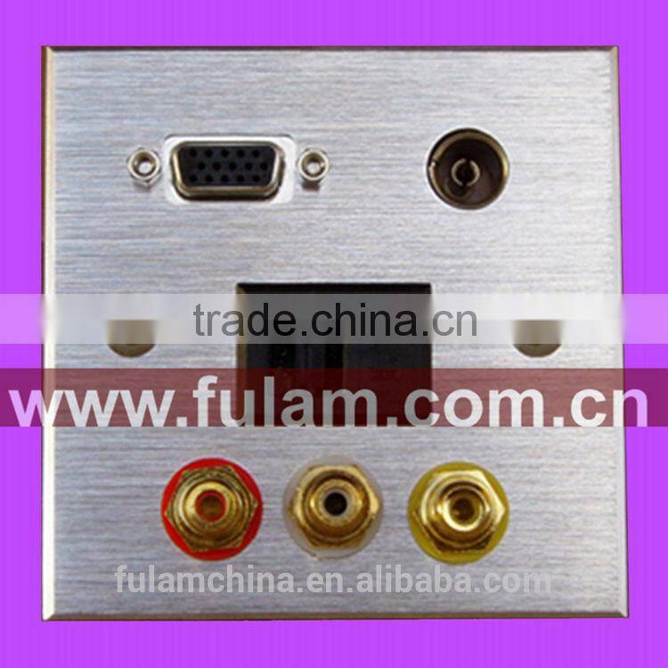 Smart home OEM 86 type brushed aluminum wall plate socket
