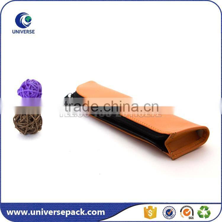 Printed logo leather document bag with polyester lining for export