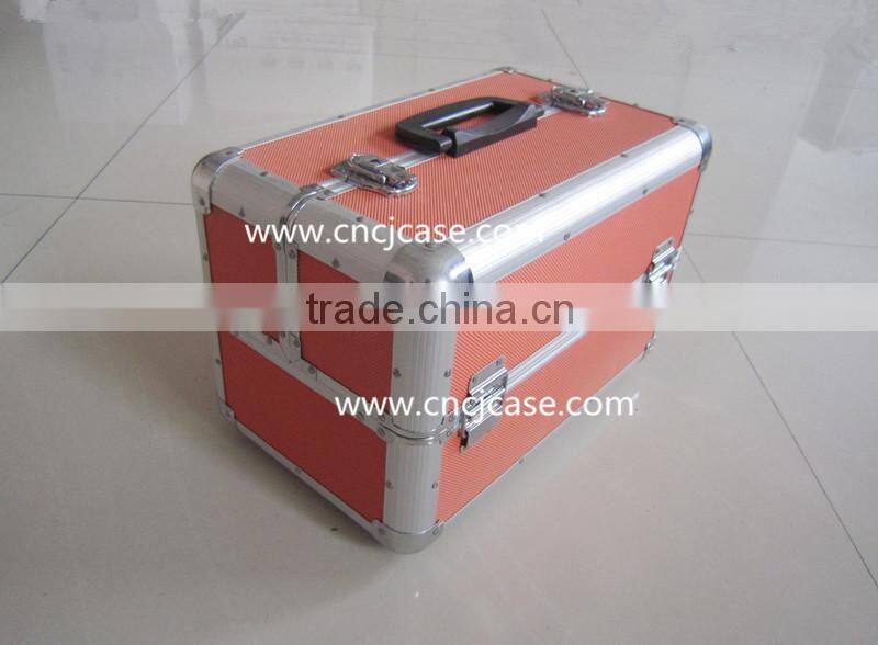 High-end fashion of orange aluminum beauty case