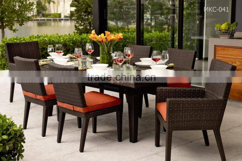 Wicker Rattan Outdoor Dining Set Furniture (1.2mm alu frame with powder coated,10cm thick cushion with 250g polyester)