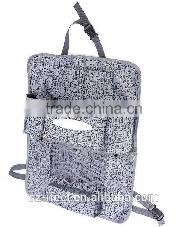 Car Interior Canvas Organizer Bag for Stuff in Seat Gold/Grey