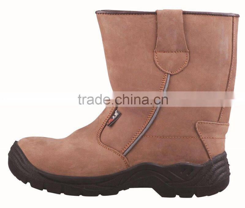 2014 new style steel toe cap and steel plate oil and slip resistent nubuck leather high cut boots for workman
