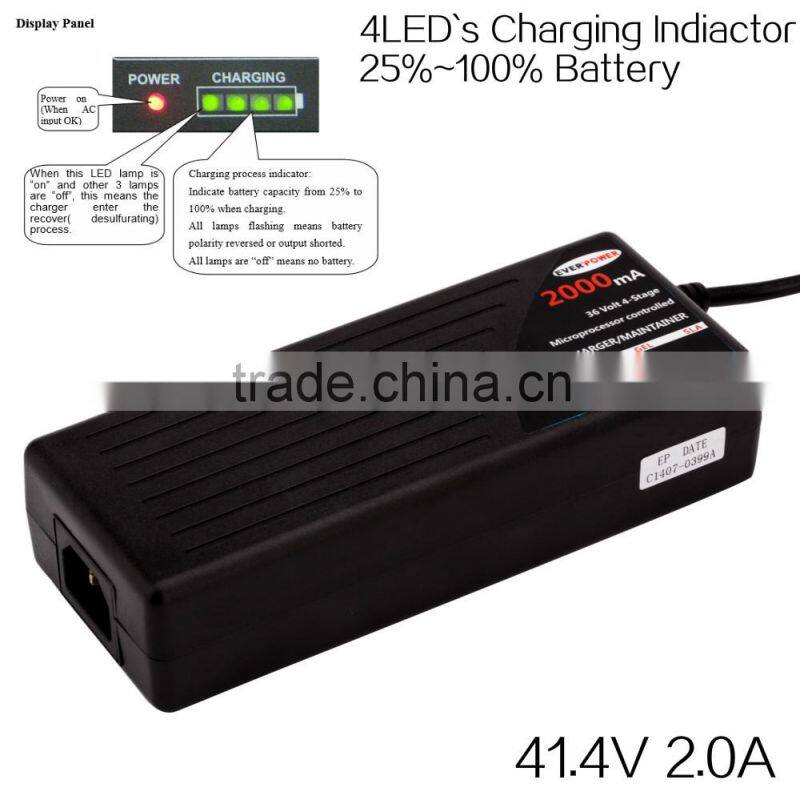 worldwide used high capacity portable special motorbike 36V 2A lead acid battery charger