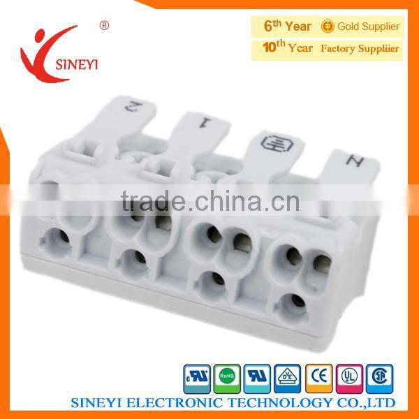 Sineyi-049 Yuyao UL EC white PCB 2 Side 4 poles hood type solderless 923 insulated terminal block