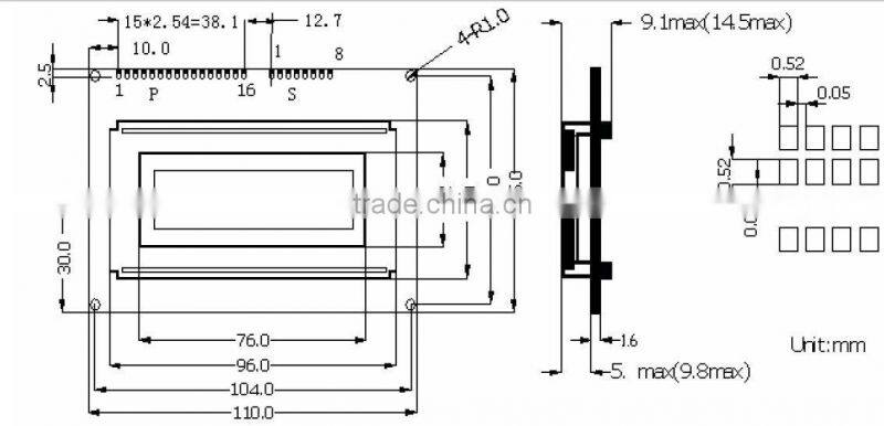 STN small size 128x32 dots graphic lcd module
