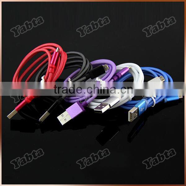 2015 best selling colorful braided usb fishnet usb cable with sync data 5pin micro usb aluminium cable for iphone charger cable