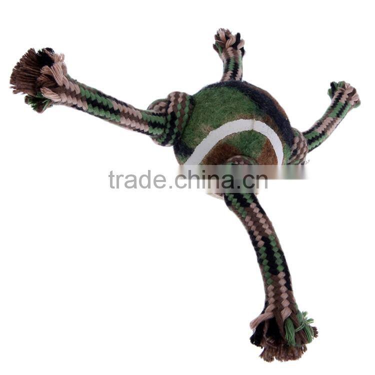 Chi-buy Crazy Four Rope Tug and Toss Dog Toy With Tennis Ball Pet Toy,in Camouflage Color