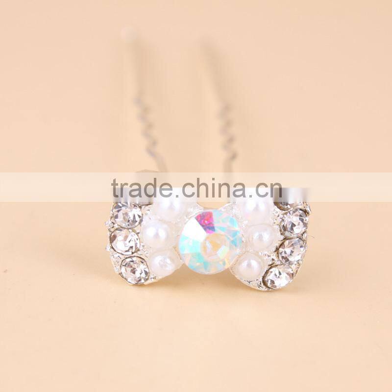Fashion Rhinestone Flower Shaped Alloy Hair Pin for Women