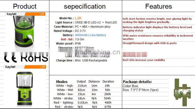 Outdoor led camping lantern flashlight rechargeable bright night lamp