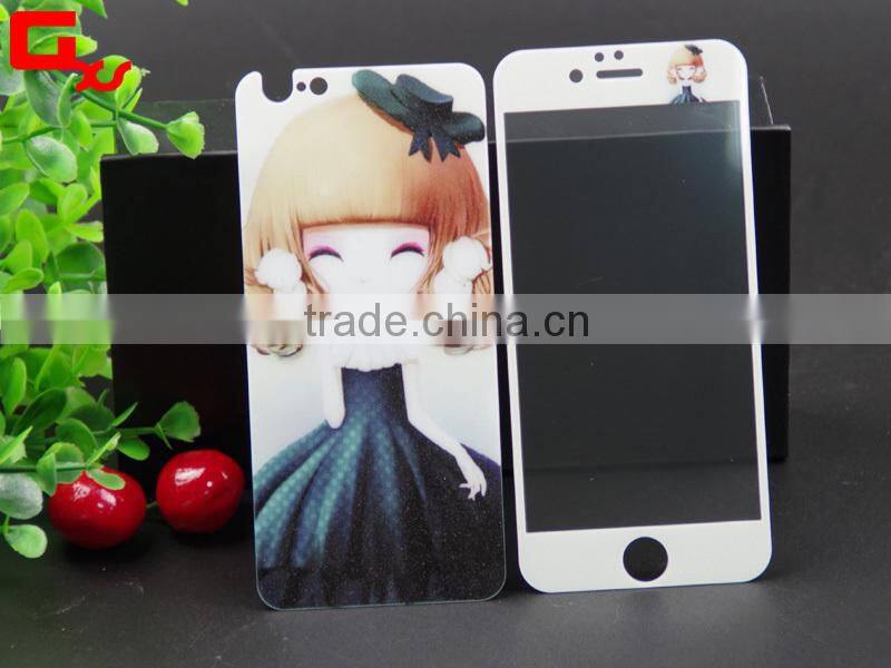 beautiful cartoon mobile phone protective case front and back tempered glass screen protector for iphone 5