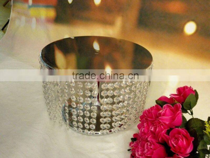 Round Silver Metal Acrylic Strand Mirror Wedding Cake Stand Centerpiece Decor