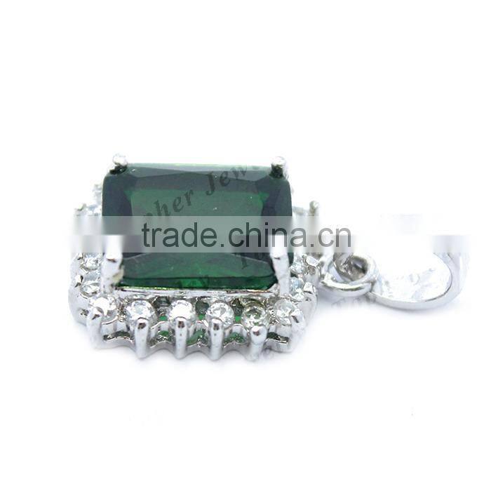 Wholesale White Gold Plated 925 Sterling Silver charming emerald pendant