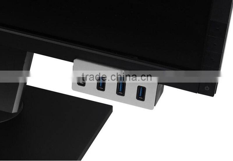 hot sale Clip-on USB 3.0 4-Port Aluminum Hub for pc