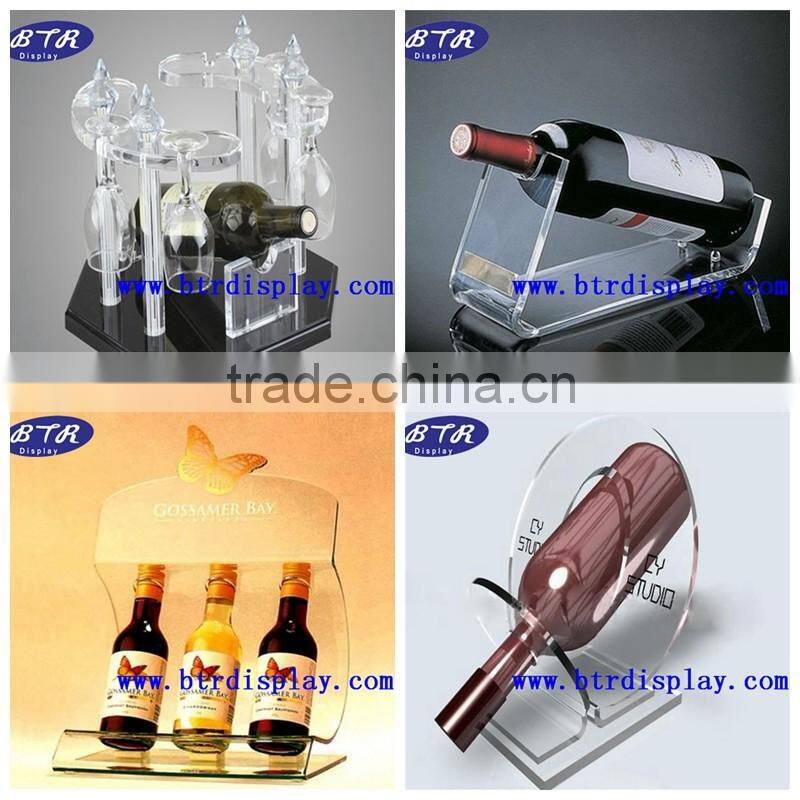 Custom clear acrylic plastic single bottle wine rack