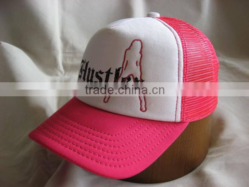 fashional promotional 5 Panel trucker cap with custom embroidered logo
