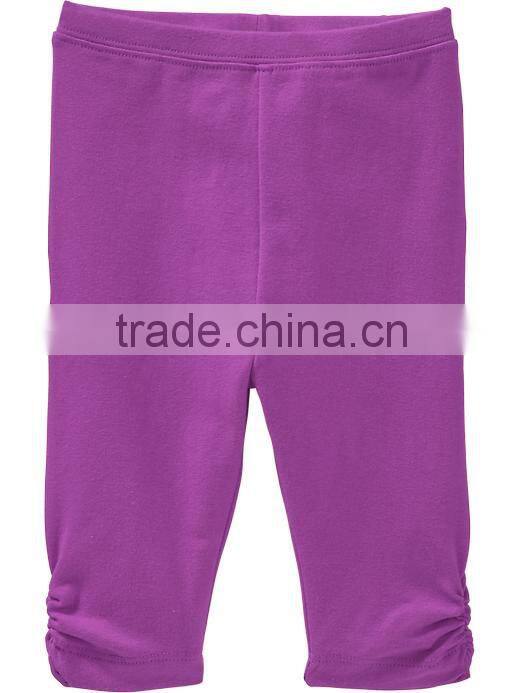wholesales lowest price cotton ruffle girls half plain legging