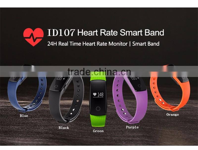 ID107 Bluetooth Smart Bracelet smart band Heart Rate Monitor Wristband Fitness Tracker remote camera for Android iOS