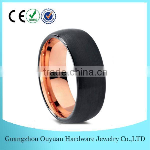 8MM Dome Tungsten Carbide Ring, 18K Rose Gold Brushed Tungsten Carbide Ring, Fashion Tungsten Jewelry Ring