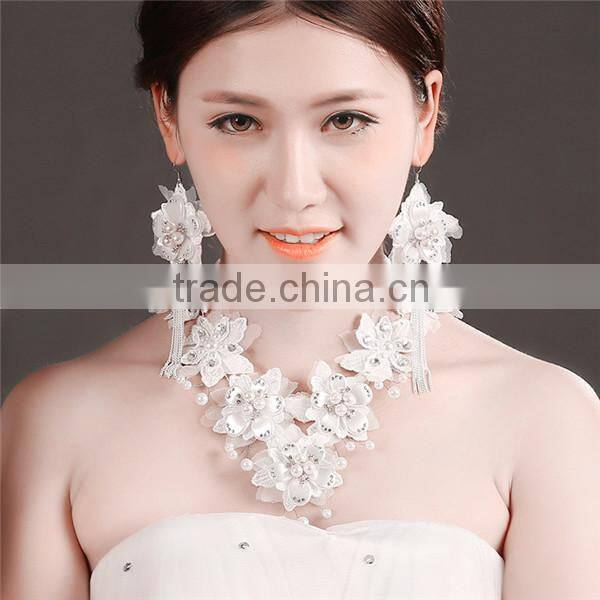 MYLOVE white lace bridal jewelry set necklace earring set flower new design jewelry MLT002