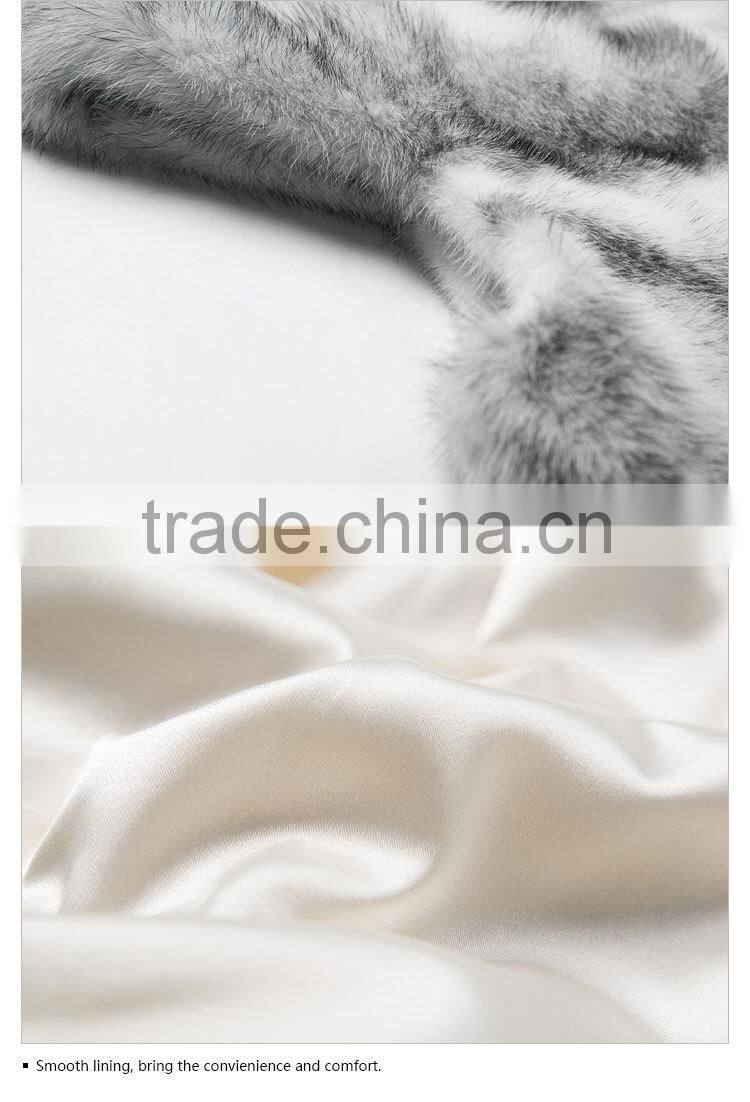 regular length winter women black cross mink fur coat with hat