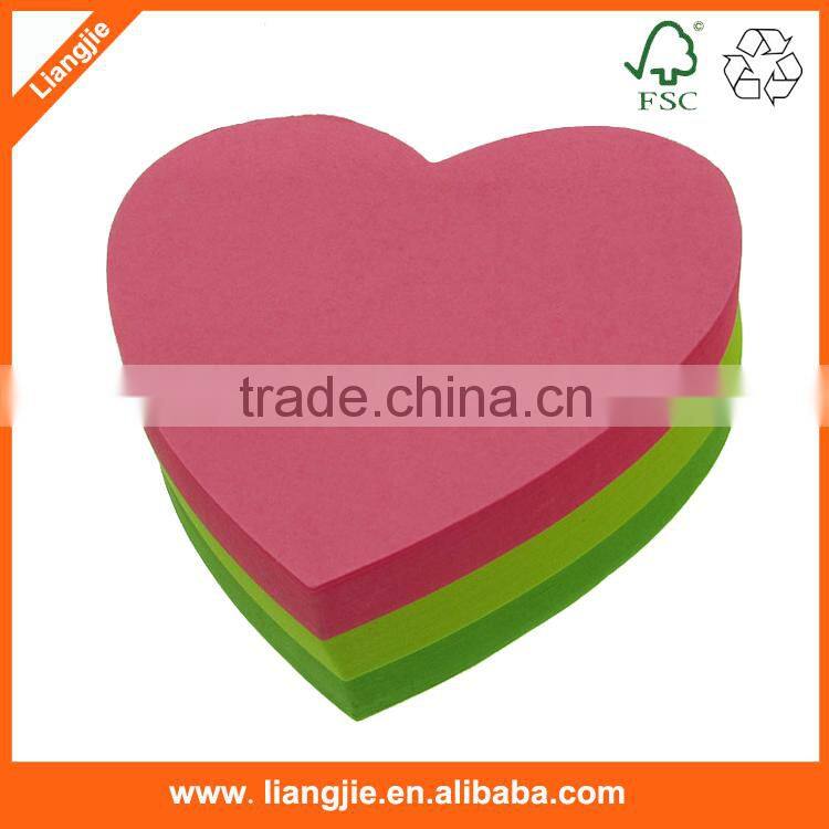 Die-Cut neon Heart shaped sticky notes pad for promotional gifts
