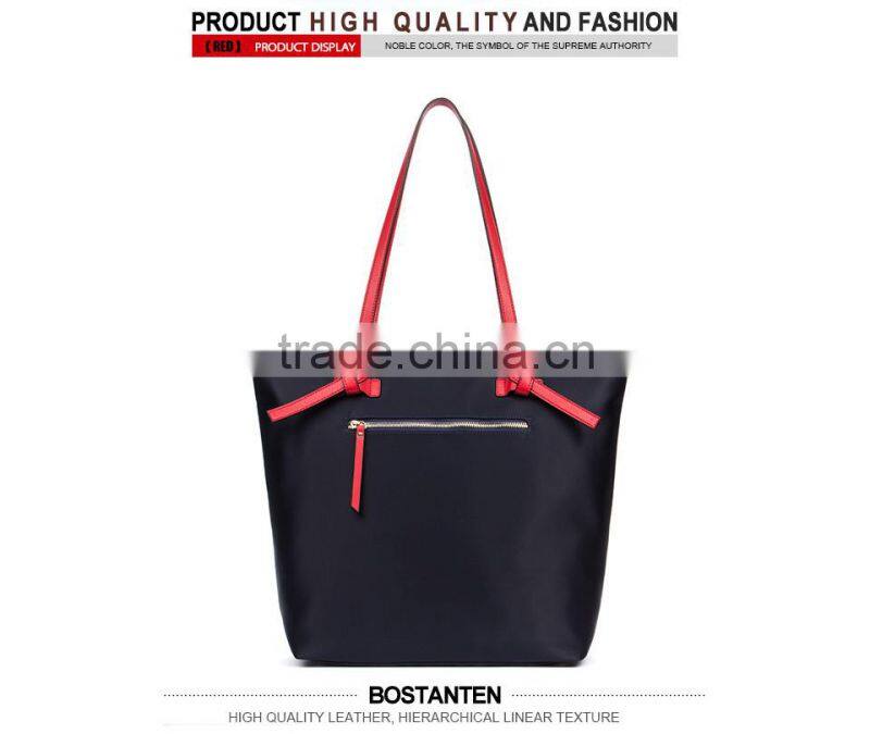 custom 600d polyester canvas tote bag shoulder bag leather handle wholesale