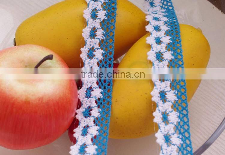 2016 blue african guipure Cotton ribbon trim crochet accessories lace c250104