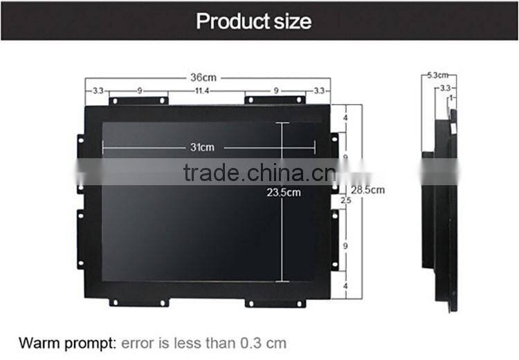 350cd / m2 Brightness 15 inch open frame monitor