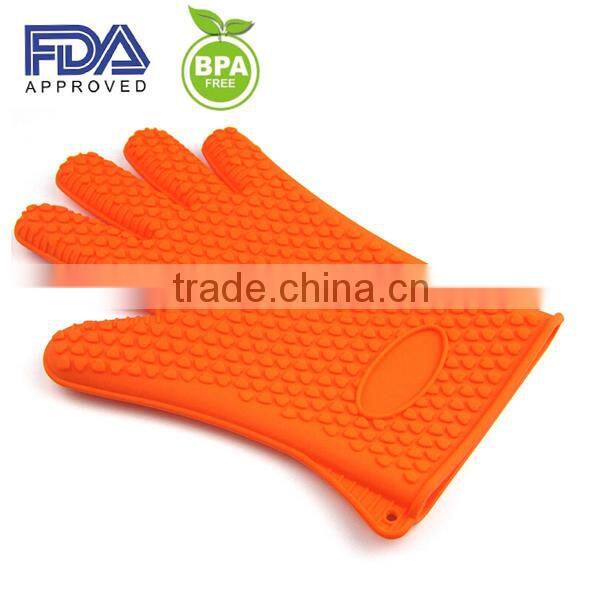 silicone baking glove kitchen glove ,5 fingers BBQ silicone rubber baking glove