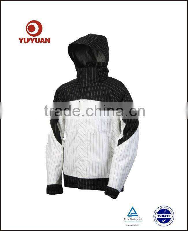 Popular style!Fashionable waterproof stripe ski jacket with hood