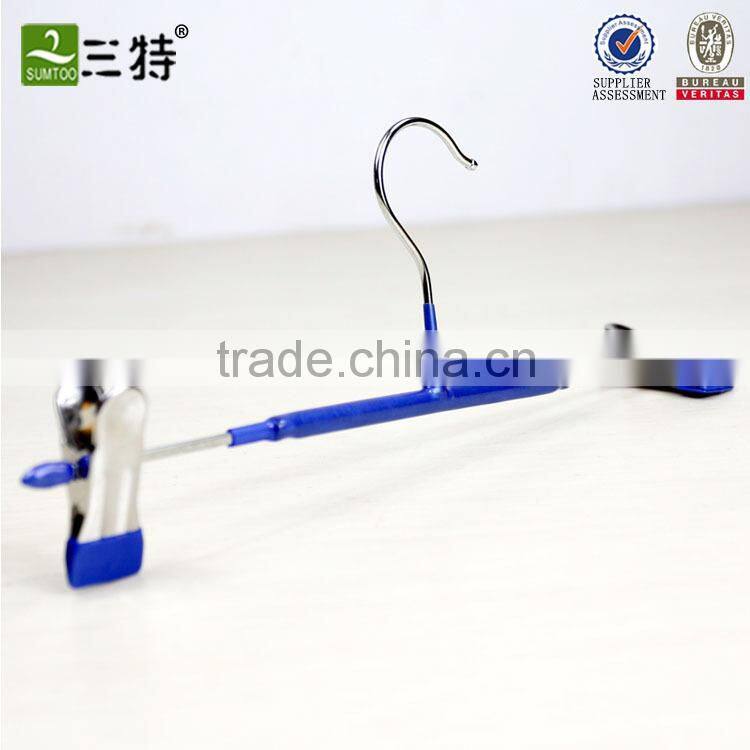 Adujstable pvc coated metal pants hangers with cllips