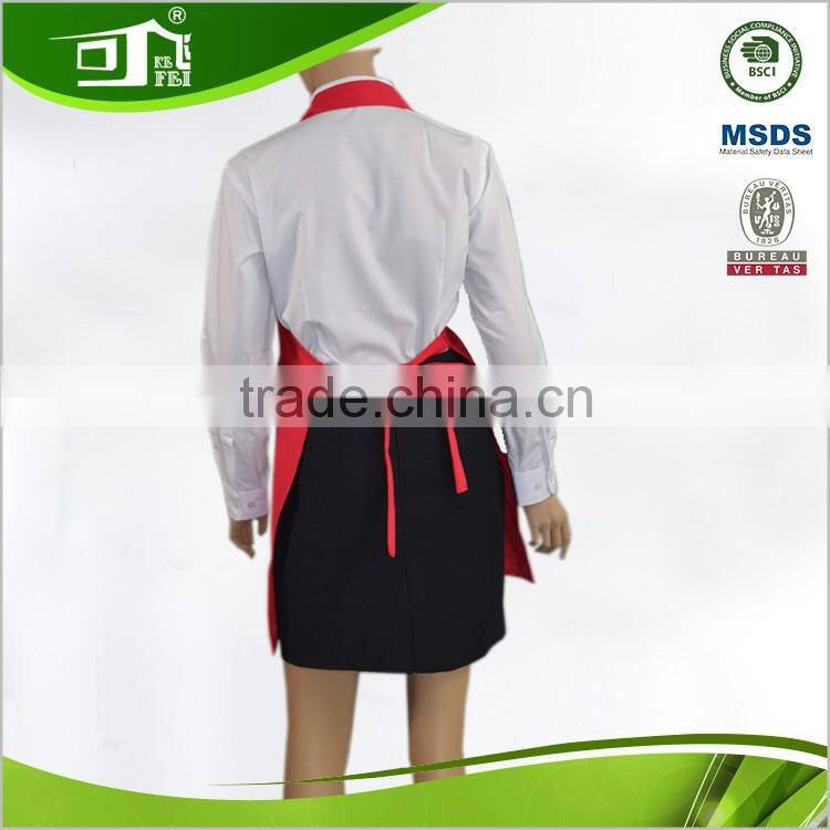 Trade Assurance Poly and Cotton Red Cooking Women Aprons Kitchen