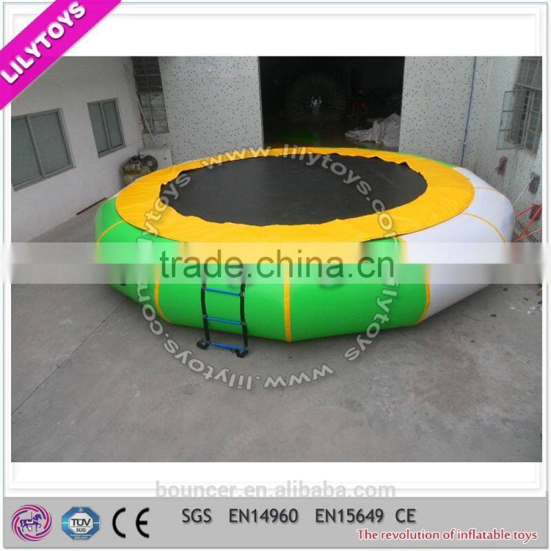 0.9mm PVC plato cheap inflatable water trampoline , funny inflatable water toys