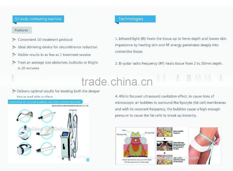 New ultrasonic 40k cavitation vaccum face shape calculator /ultrasound vacuum body contouring slimming machine