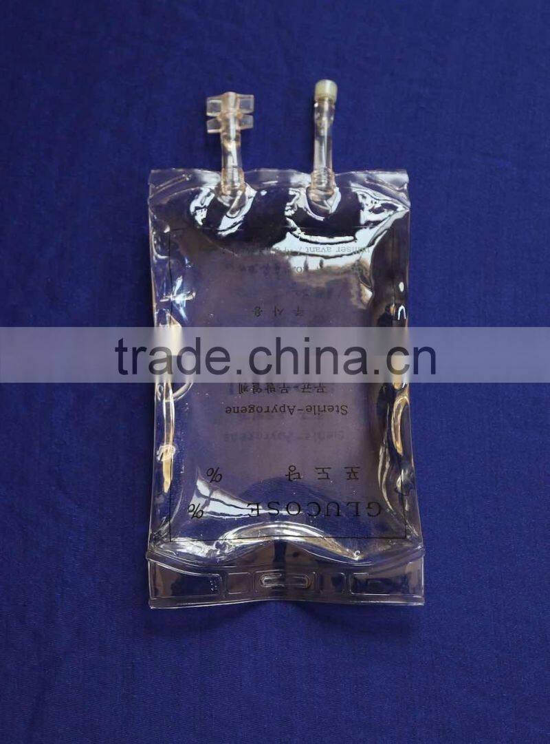 Three ports non-pvc IV infusion bag with twist butterfly port for medical use