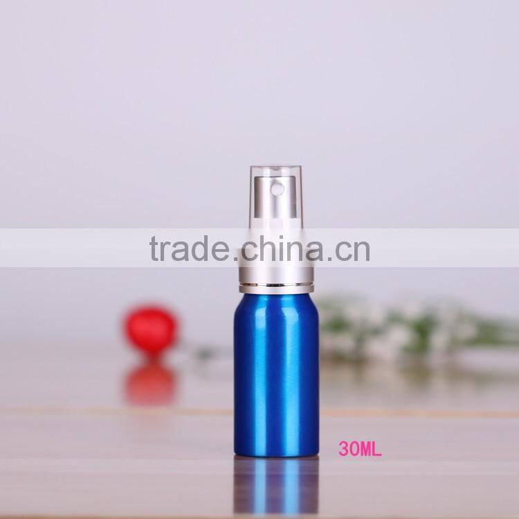 Wholesale 30-500ml blue aluminum perfume bottles,aluminum mist spray bottle with cap for cosmetic packaging