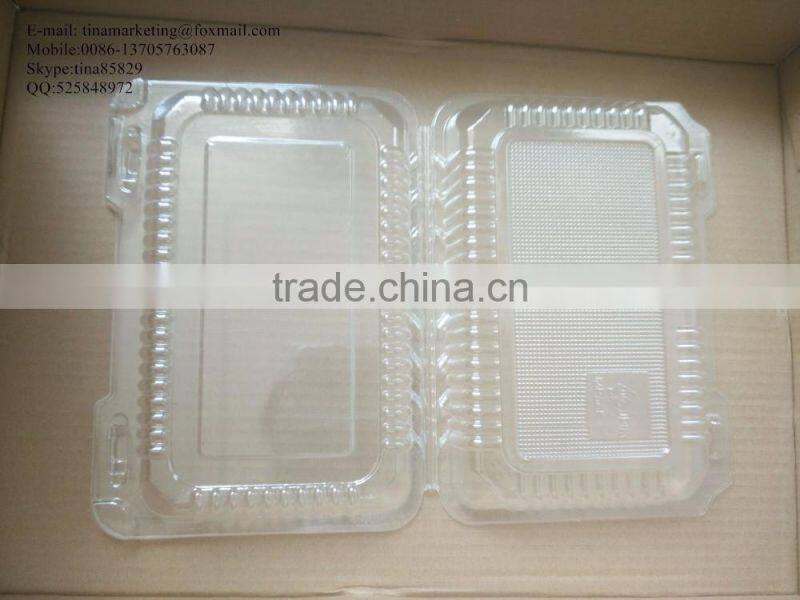 High Quality BOPS Clamshell Hinged Plastic food container for Bakery, Salad, Cake, Sushi and Pastry