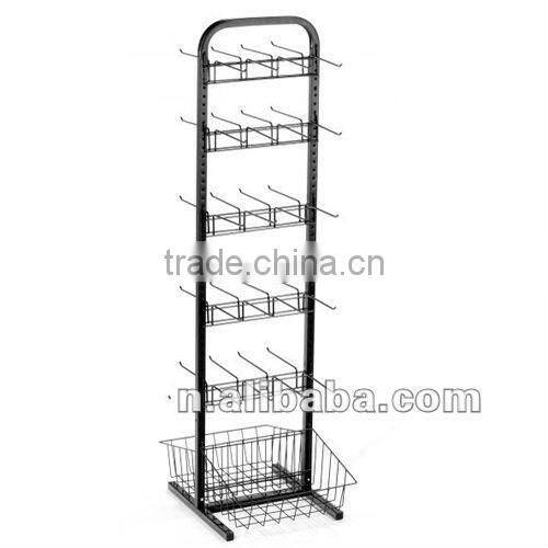 Rolling Metal Floor Gift Card Display Rack with Sign Holder Removable