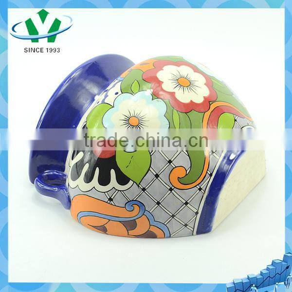 YSfp0010 Handprint antique flower pot with colorful designs