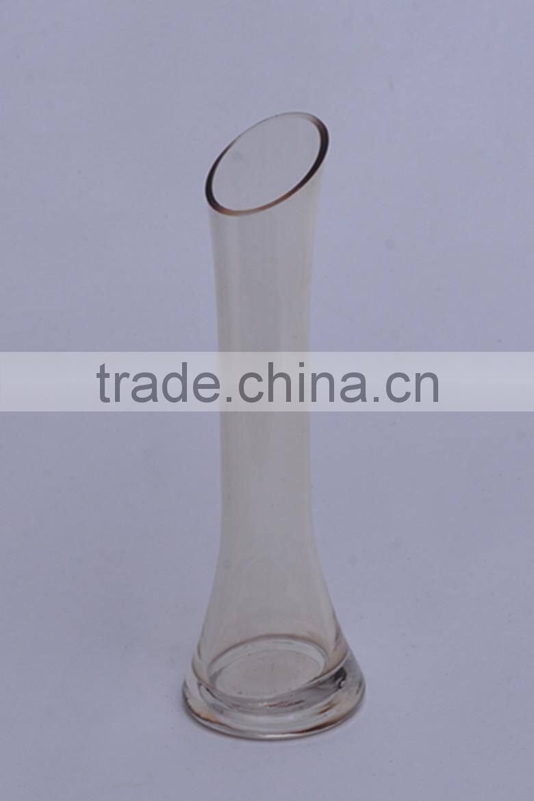 Cheap colored glass vases, restaurant table used glass vases, Single flower glass vases