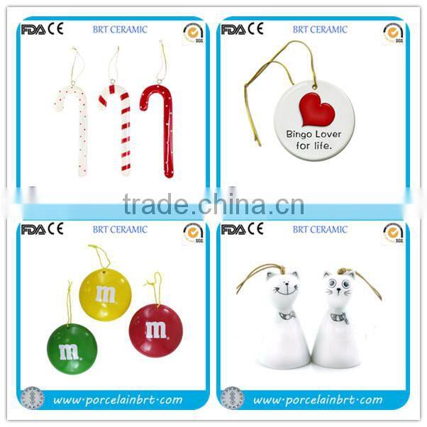 Creative printing design round Ceramic Animal Hanging Ornament